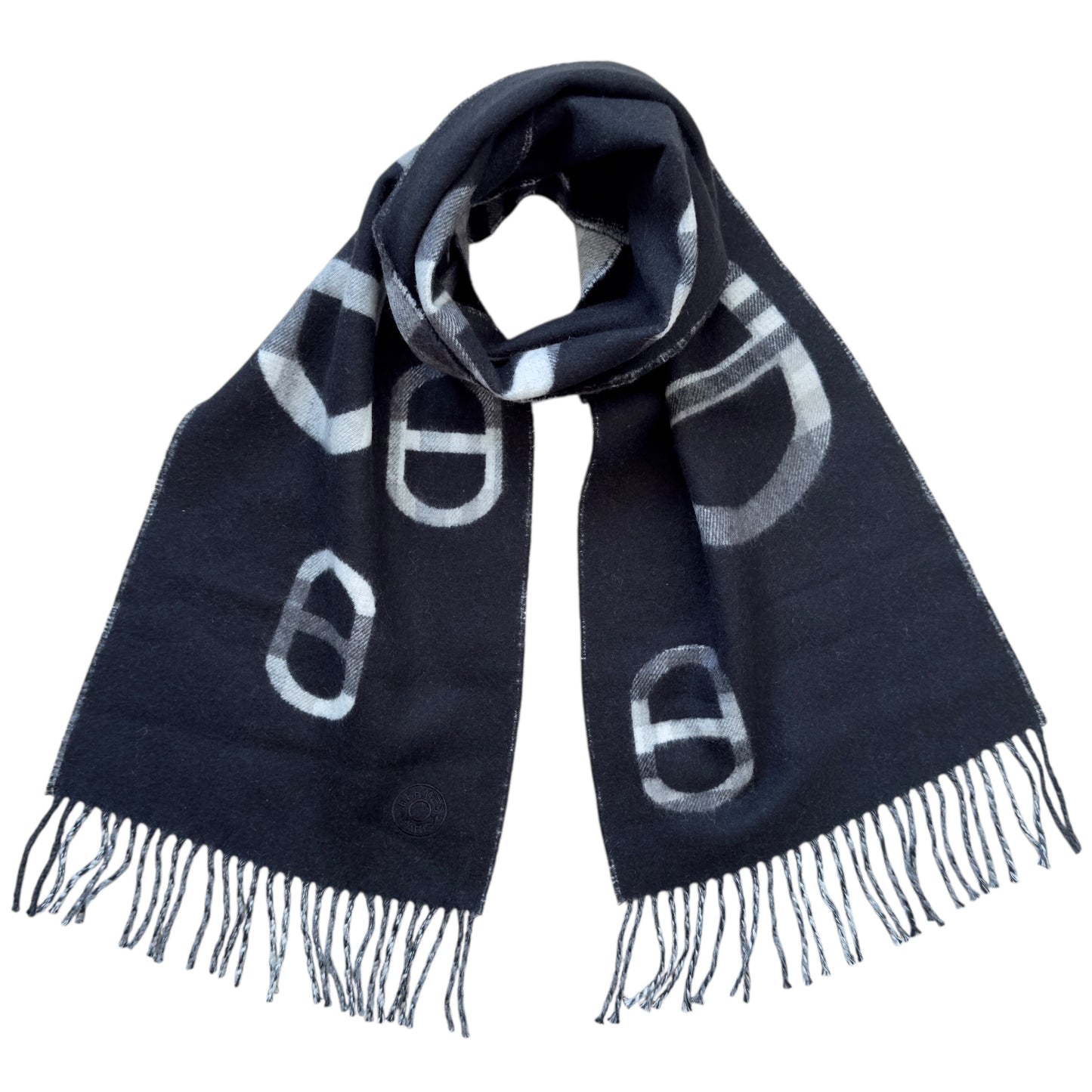 HERMES Tartan Maillons 豬鼻子🐽  雙面 純羊絨 圍巾