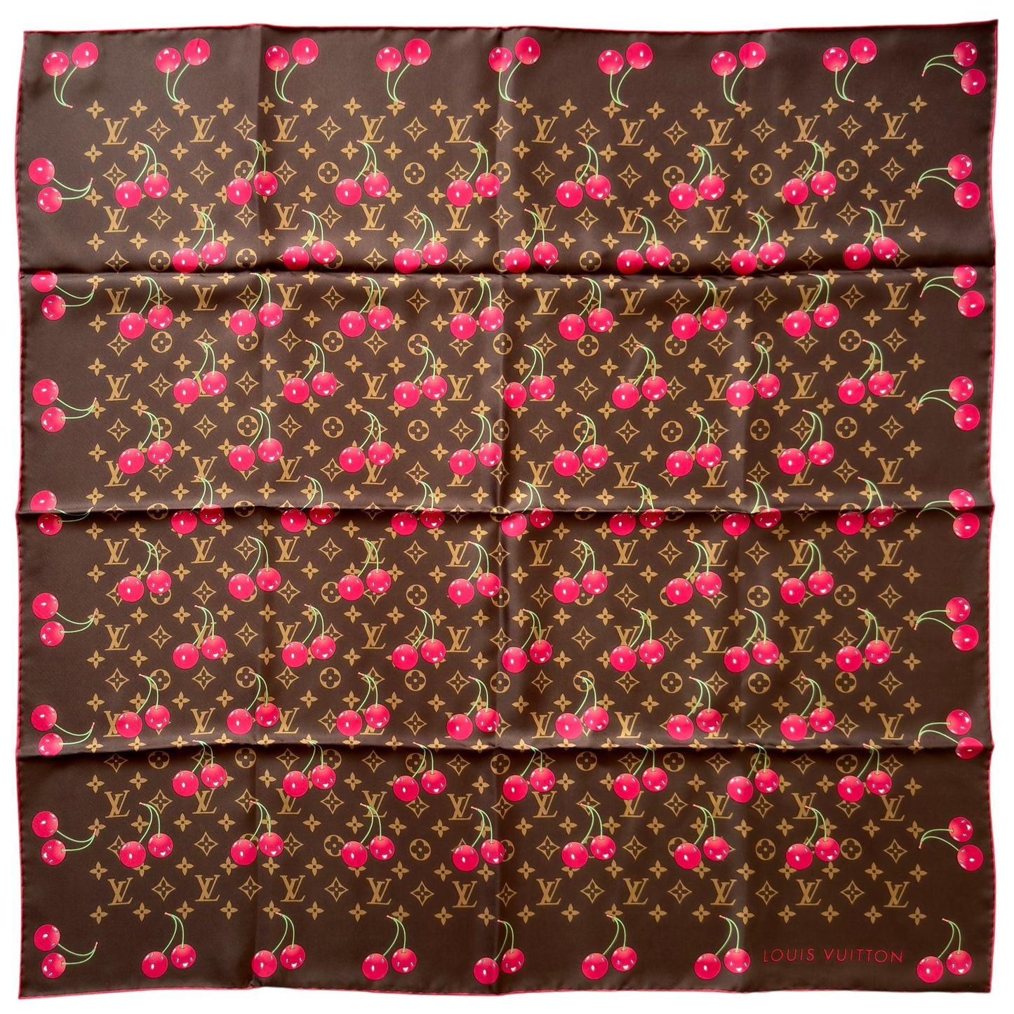 LOUIS VUITTON 聯乘 村上隆 車厘子 老花 絲巾