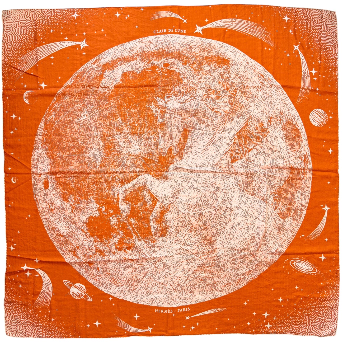 HERMES Clair de Lune shawl 140 月光飛馬 羊絨 圍巾