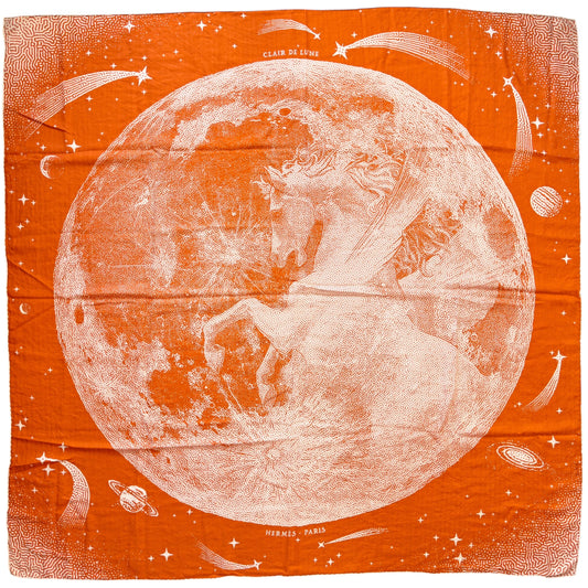HERMES Clair de Lune shawl 140 月光飛馬 羊絨 圍巾