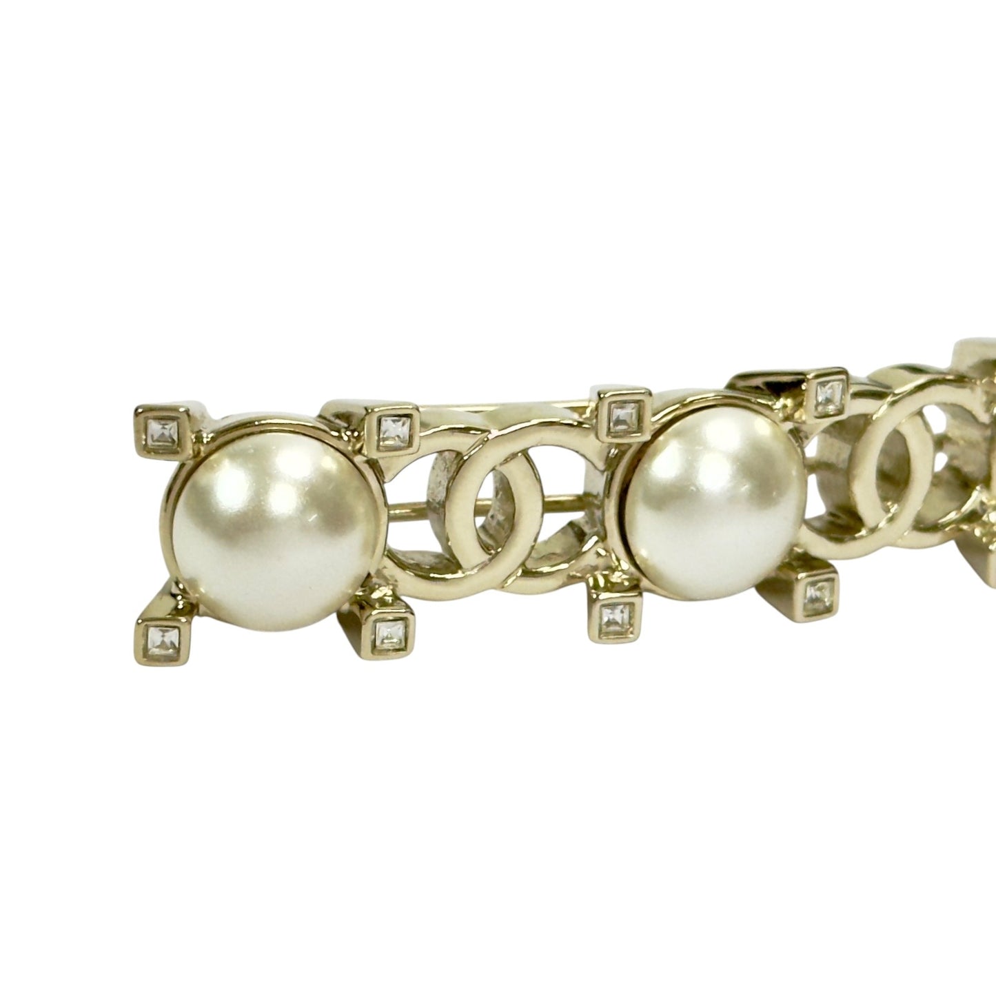 CHANEL CC 珠珠 水鑽 髮夾