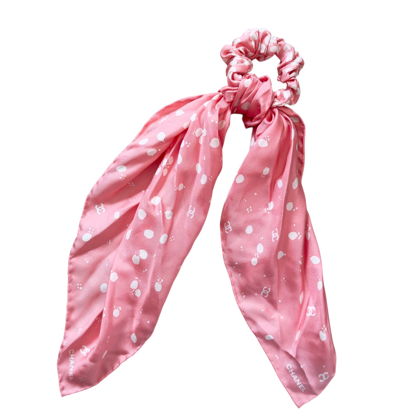 CHANEL CC 絲質髮圈 連 絲巾