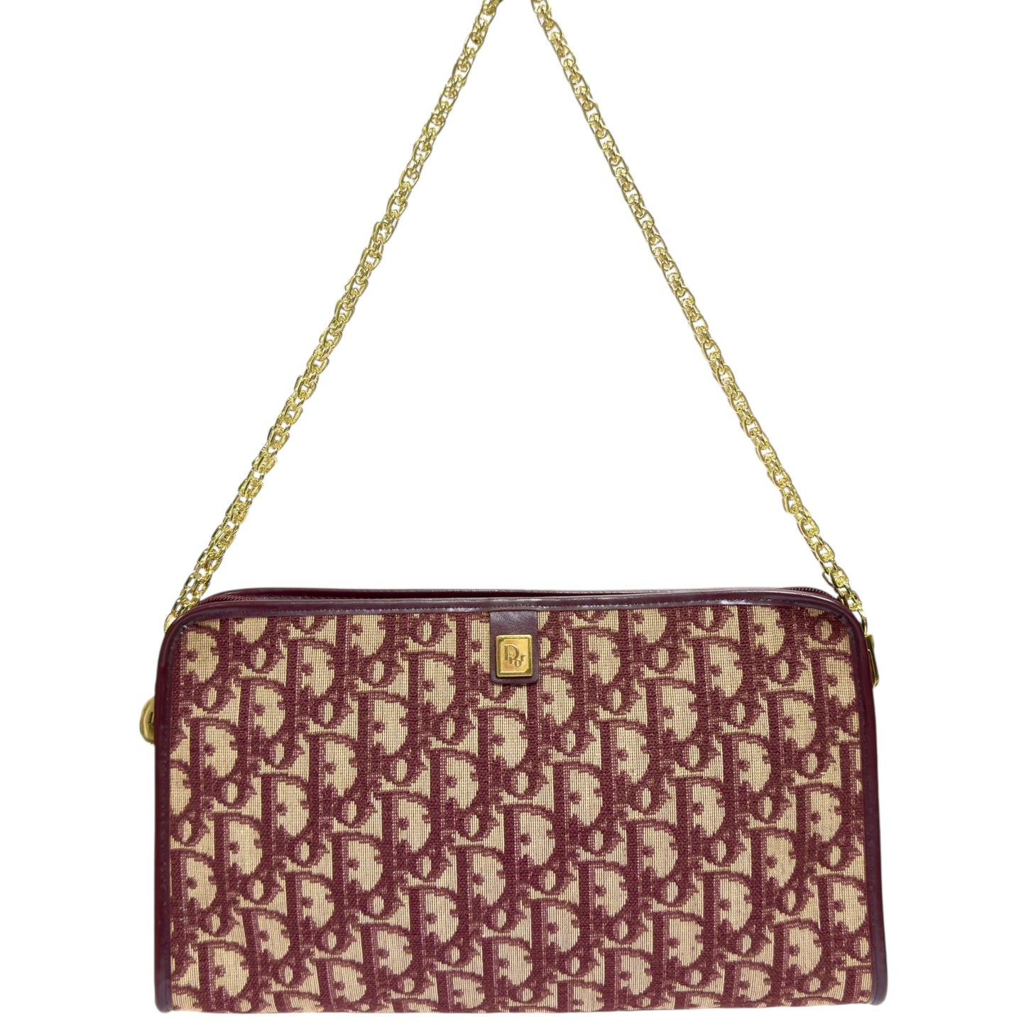 DIOR *自加鏈＞送無品牌扣＋無品牌鏈帶* 中古 刺繡老花 oblique 肩背包