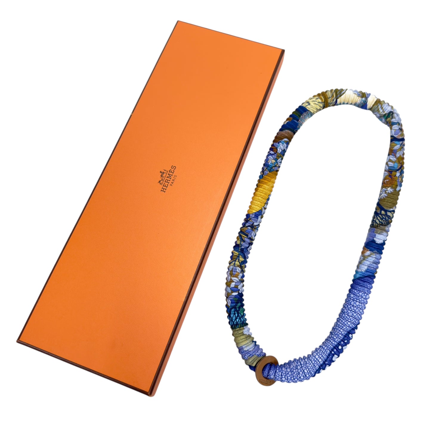 HERMES petit H 絲質 百褶 頸帶