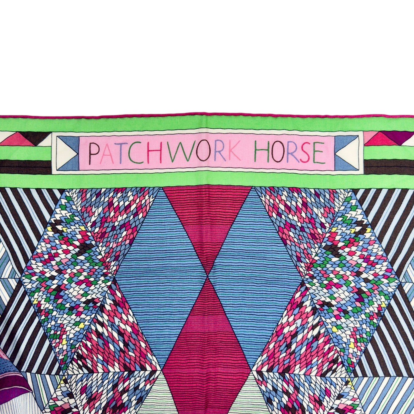 HERMES Patchwork Horse shawl 140 羊絨 圍巾