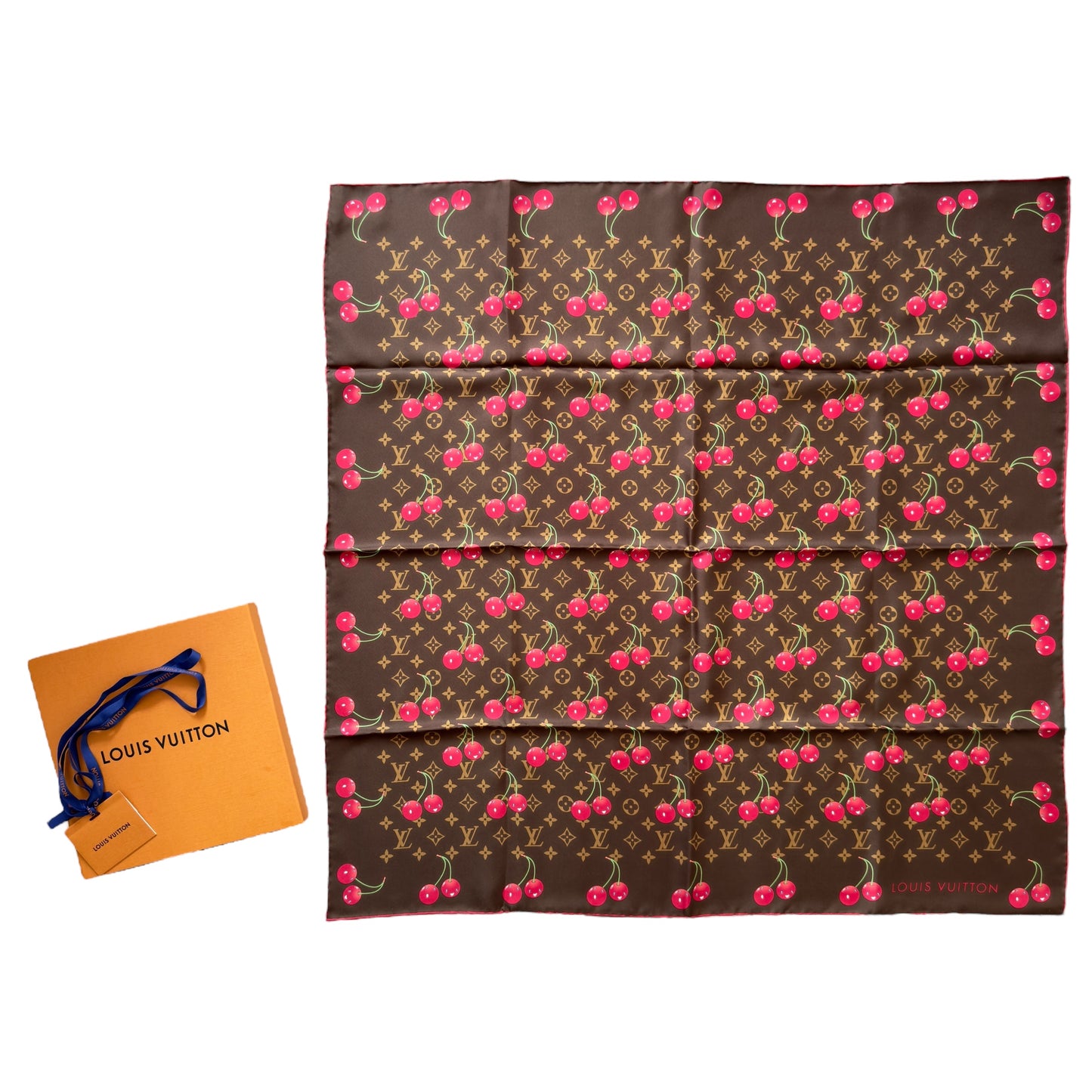 LOUIS VUITTON 聯乘 村上隆 車厘子 老花 絲巾