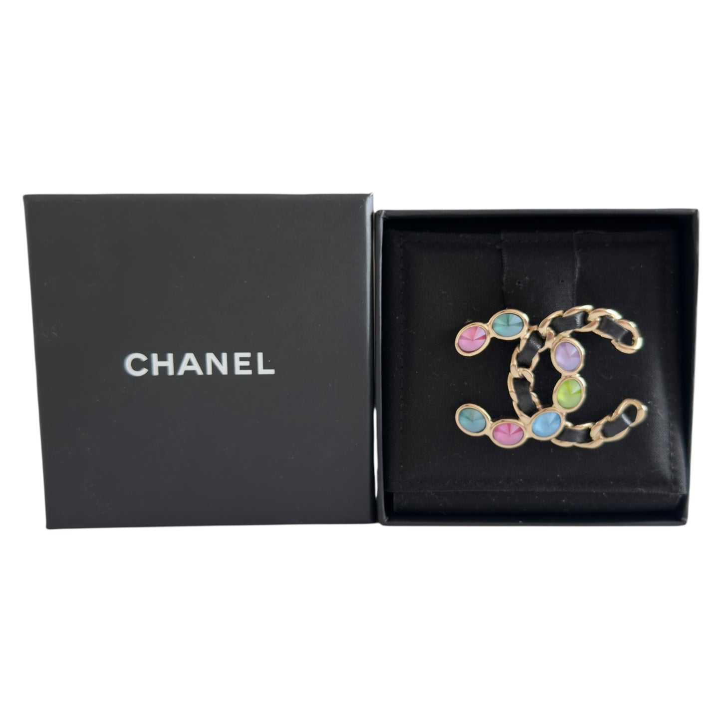 CHANEL CC 皮穿鏈 胸針