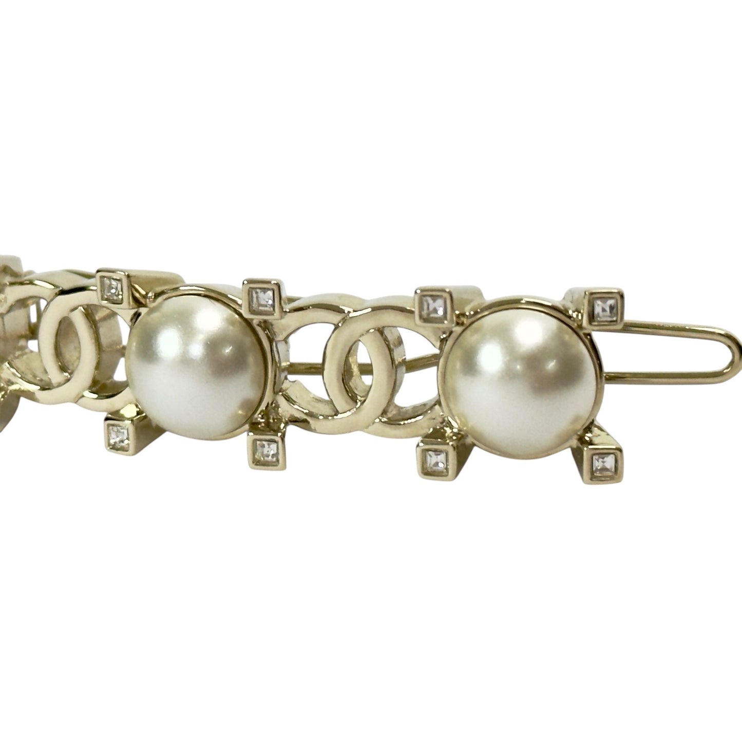 CHANEL CC 珠珠 水鑽 髮夾