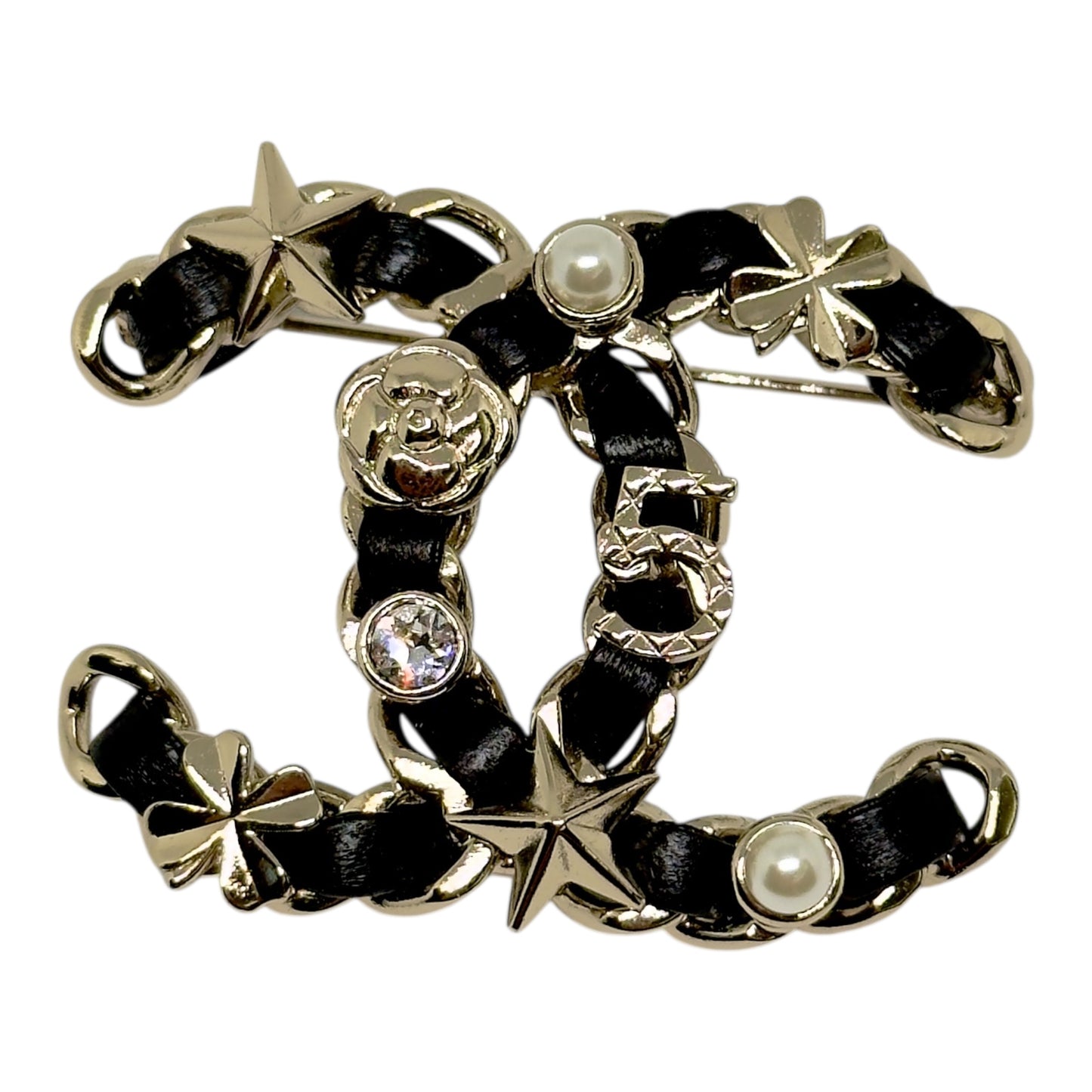 CHANEL CC 皮穿鏈 胸針