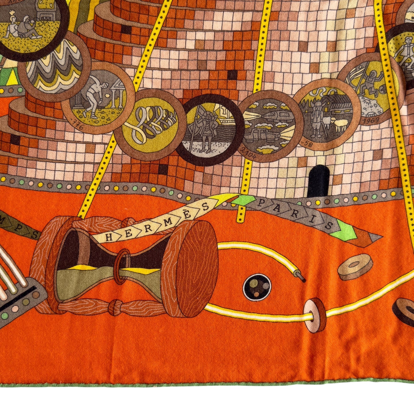 HERMES Le Laboratoire du Temps shawl 140 時光實驗室 羊絨 圍巾