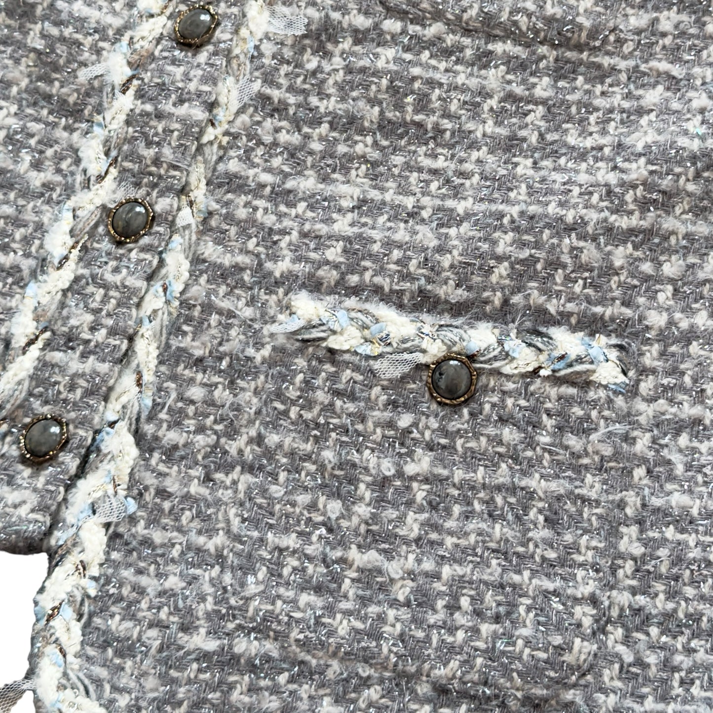 粗花呢 閃閃銀絲 小香風 四袋外套