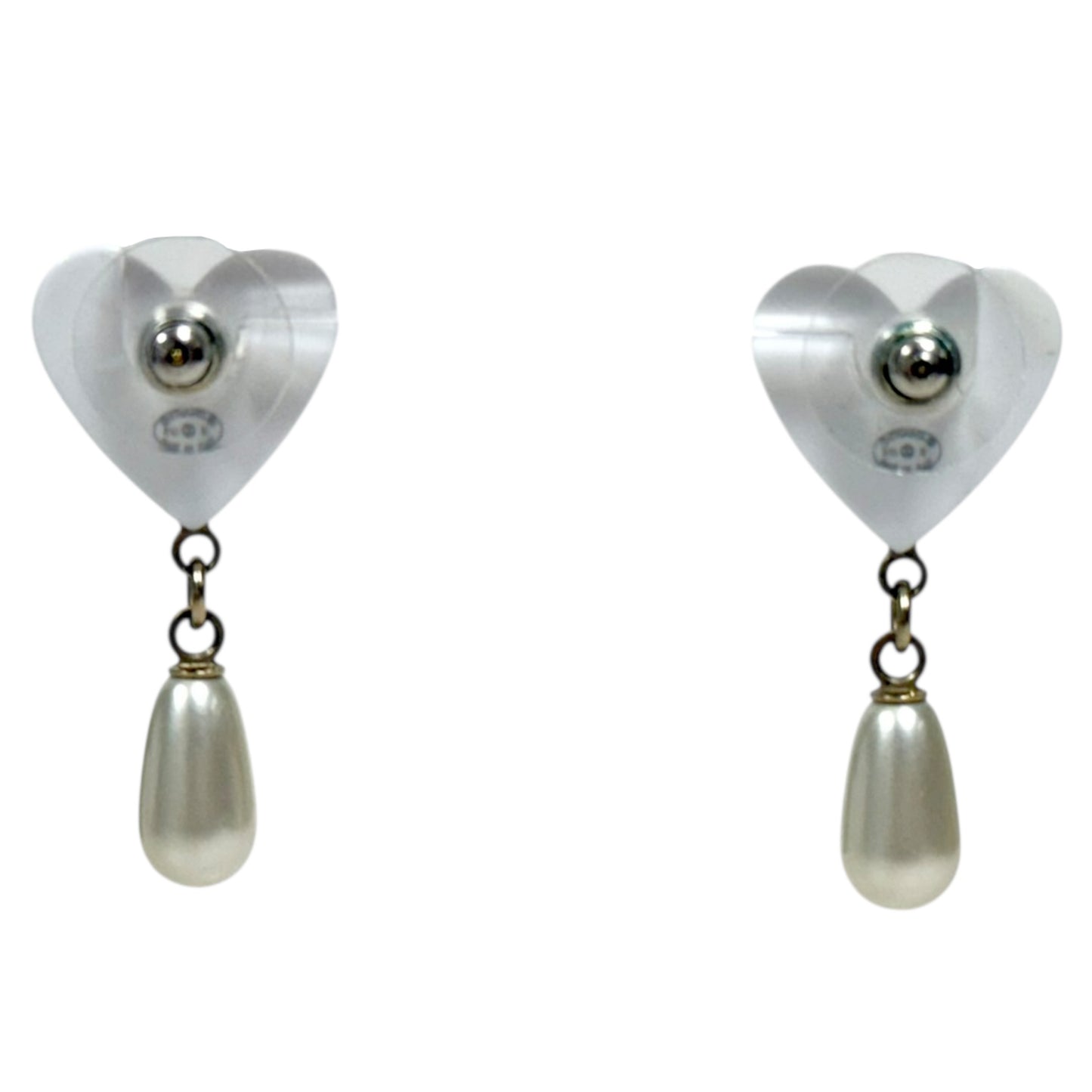 CHANEL CC 愛心💗 垂吊珍珠 耳環