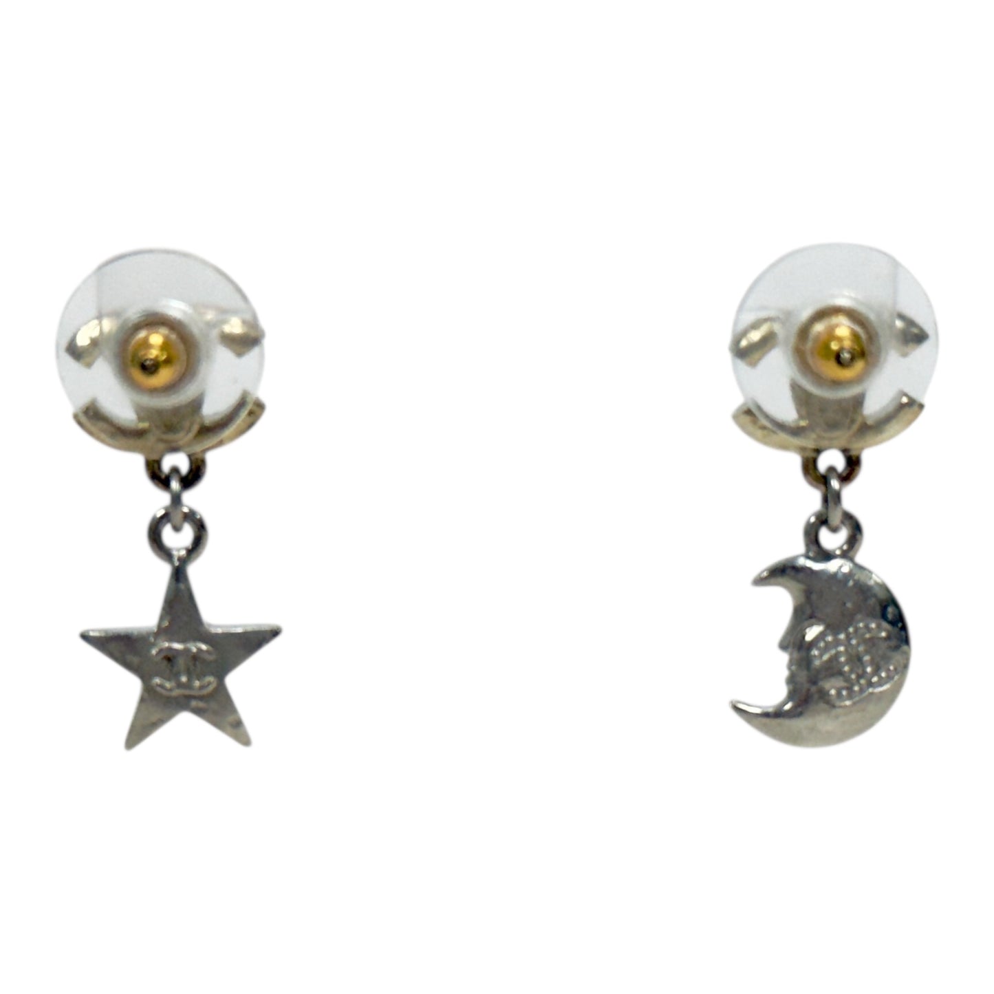 CHANEL CC 星辰月亮 水鑽 耳環