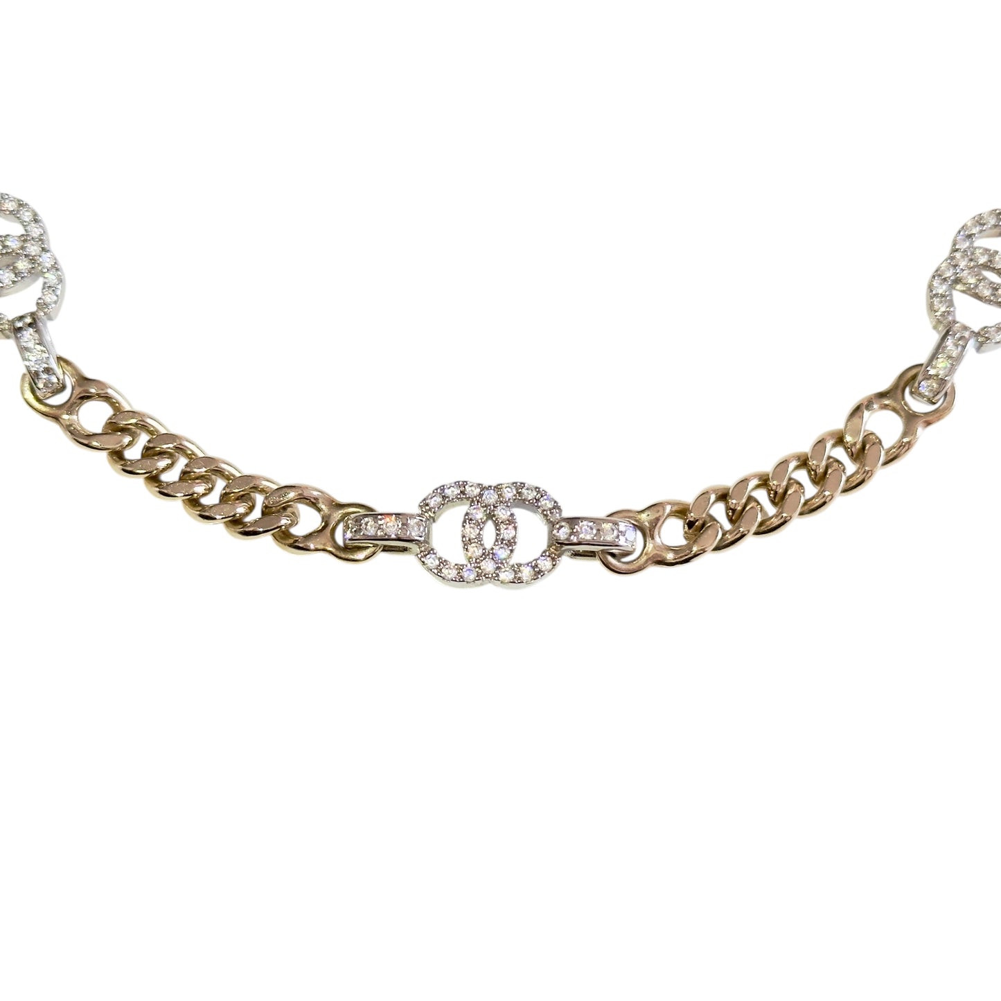 CHANEL CC 水鑽 3花 頸鏈