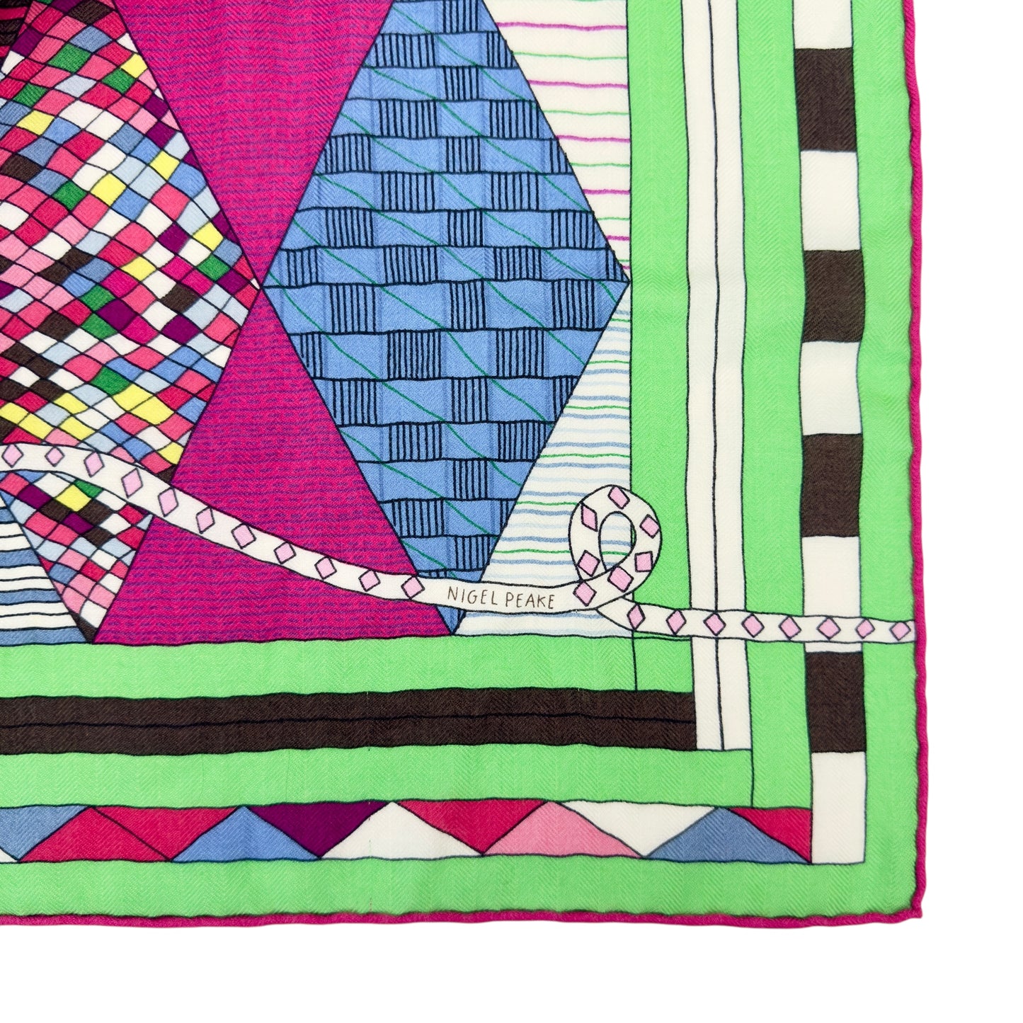 HERMES Patchwork Horse shawl 140 羊絨 圍巾