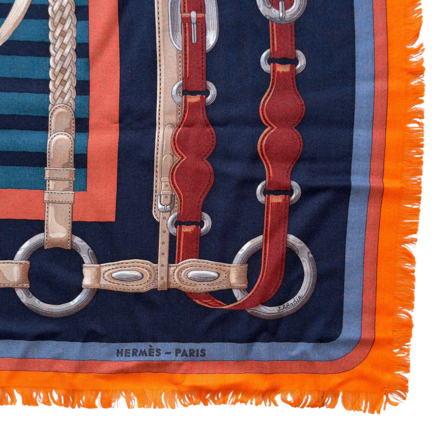 HERMES Coaching 90 羊絨 圍巾