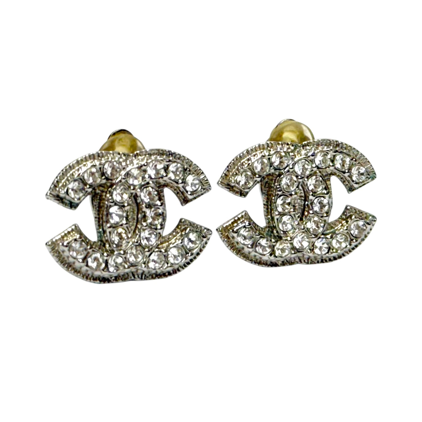 CHANEL CC 水鑽 夾耳環
