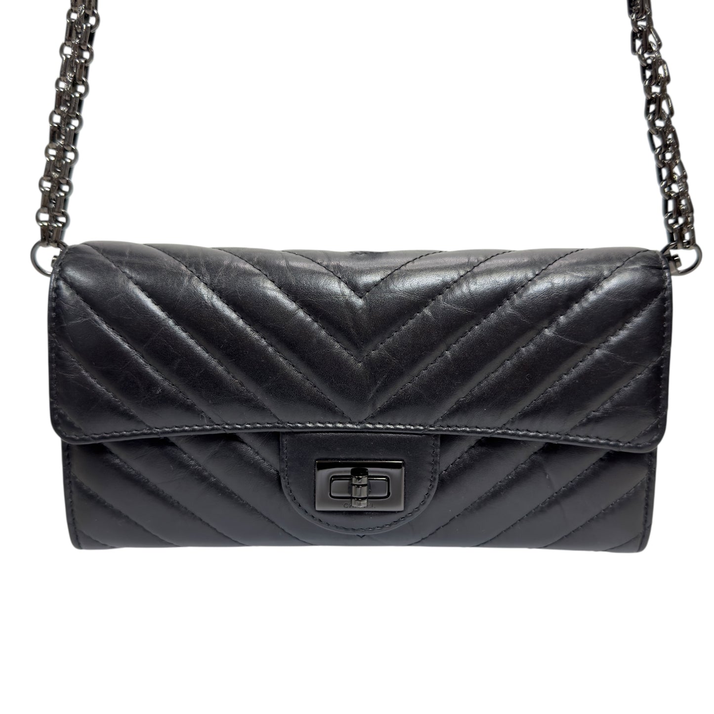 CHANEL *自加鏈＞送無品牌扣＋無品牌鏈帶* 2.55 長銀包 WOC