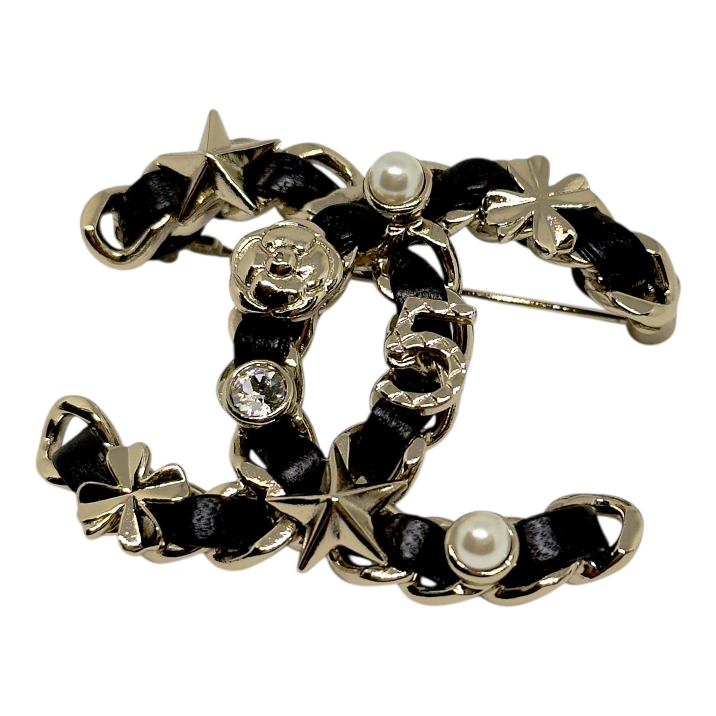 CHANEL CC 皮穿鏈 胸針