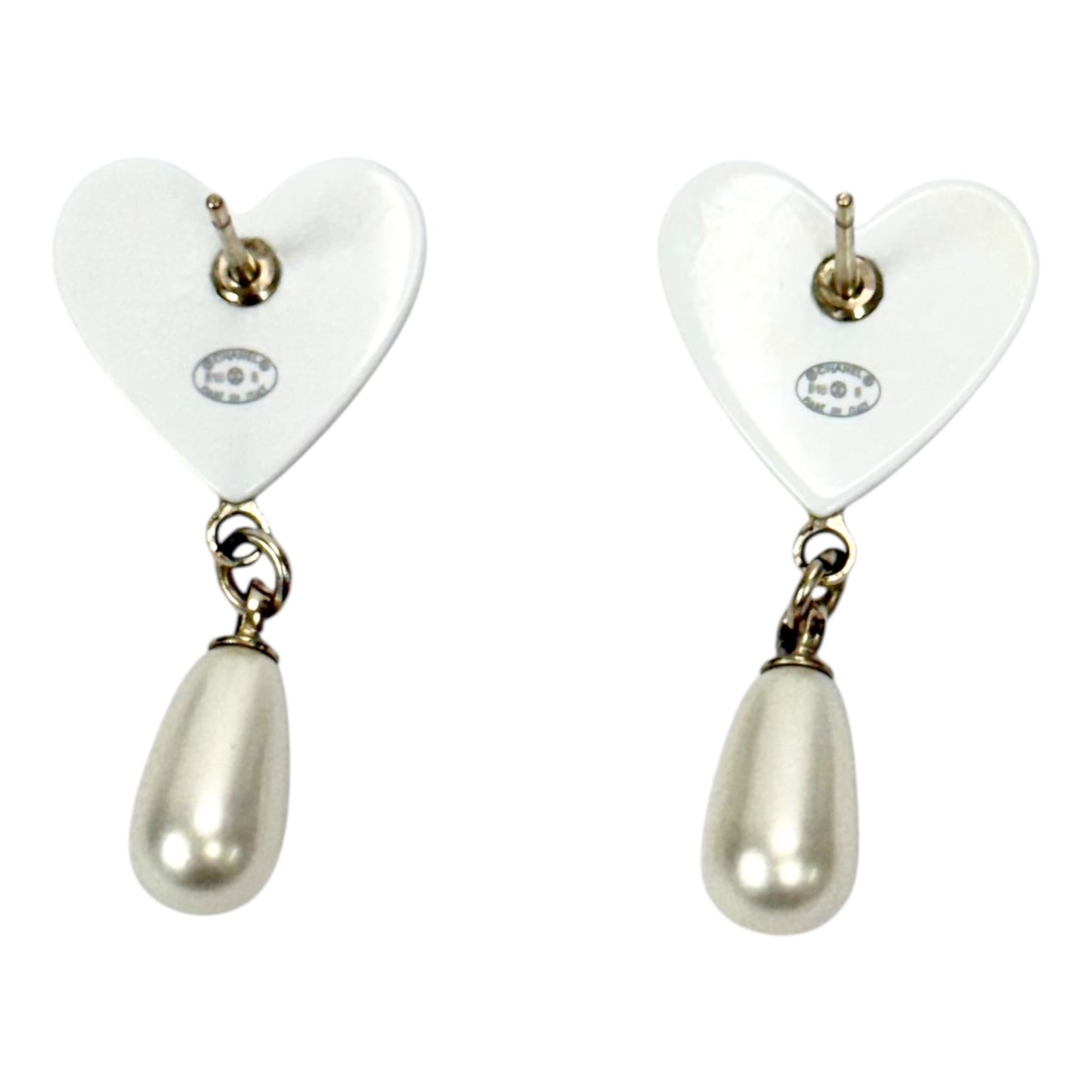 CHANEL CC 愛心💗 垂吊珍珠 耳環