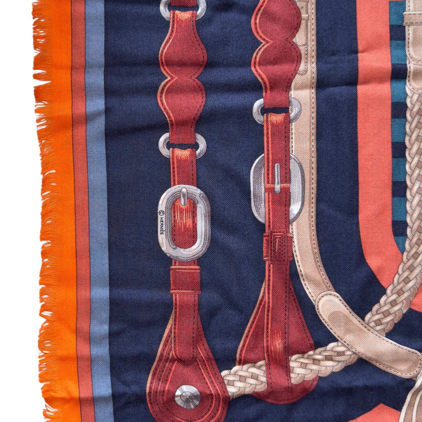 HERMES Coaching 90 羊絨 圍巾