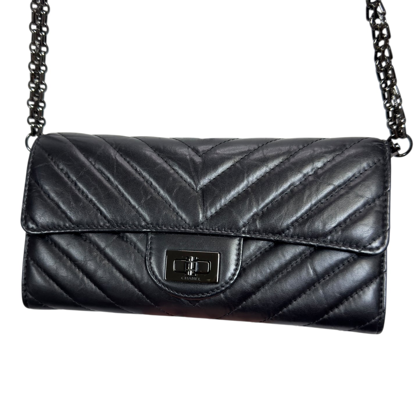 CHANEL *自加鏈＞送無品牌扣＋無品牌鏈帶* 2.55 長銀包 WOC