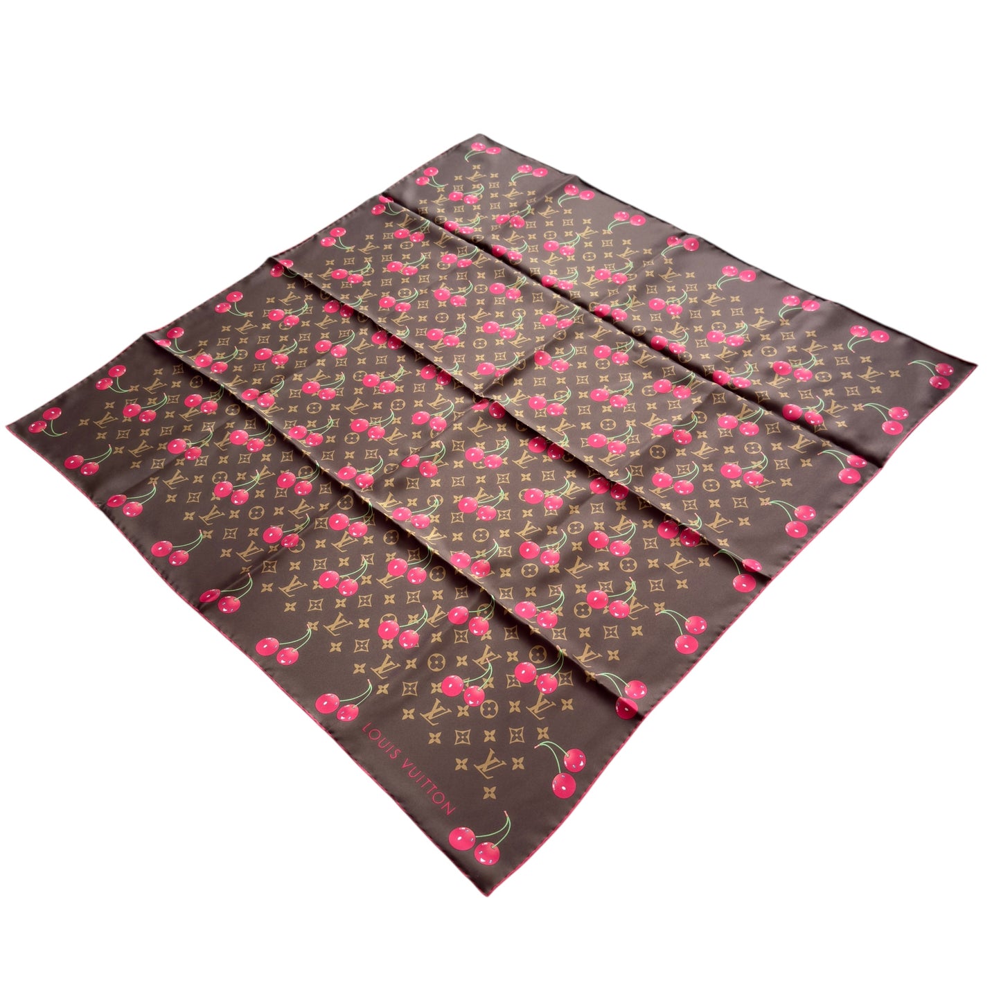 LOUIS VUITTON 聯乘 村上隆 車厘子 老花 絲巾