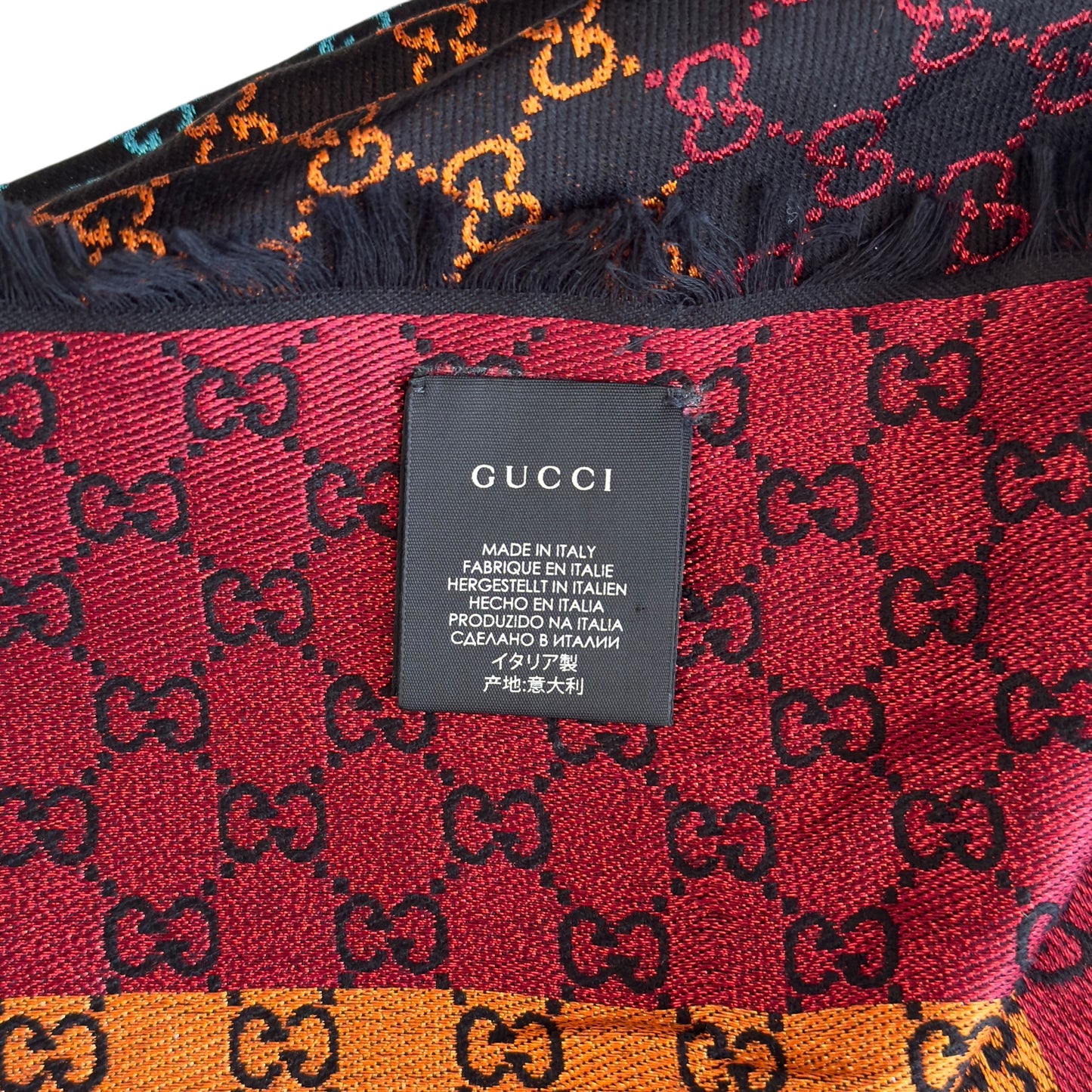 GUCCI GG 閃爍 彩虹 圍巾