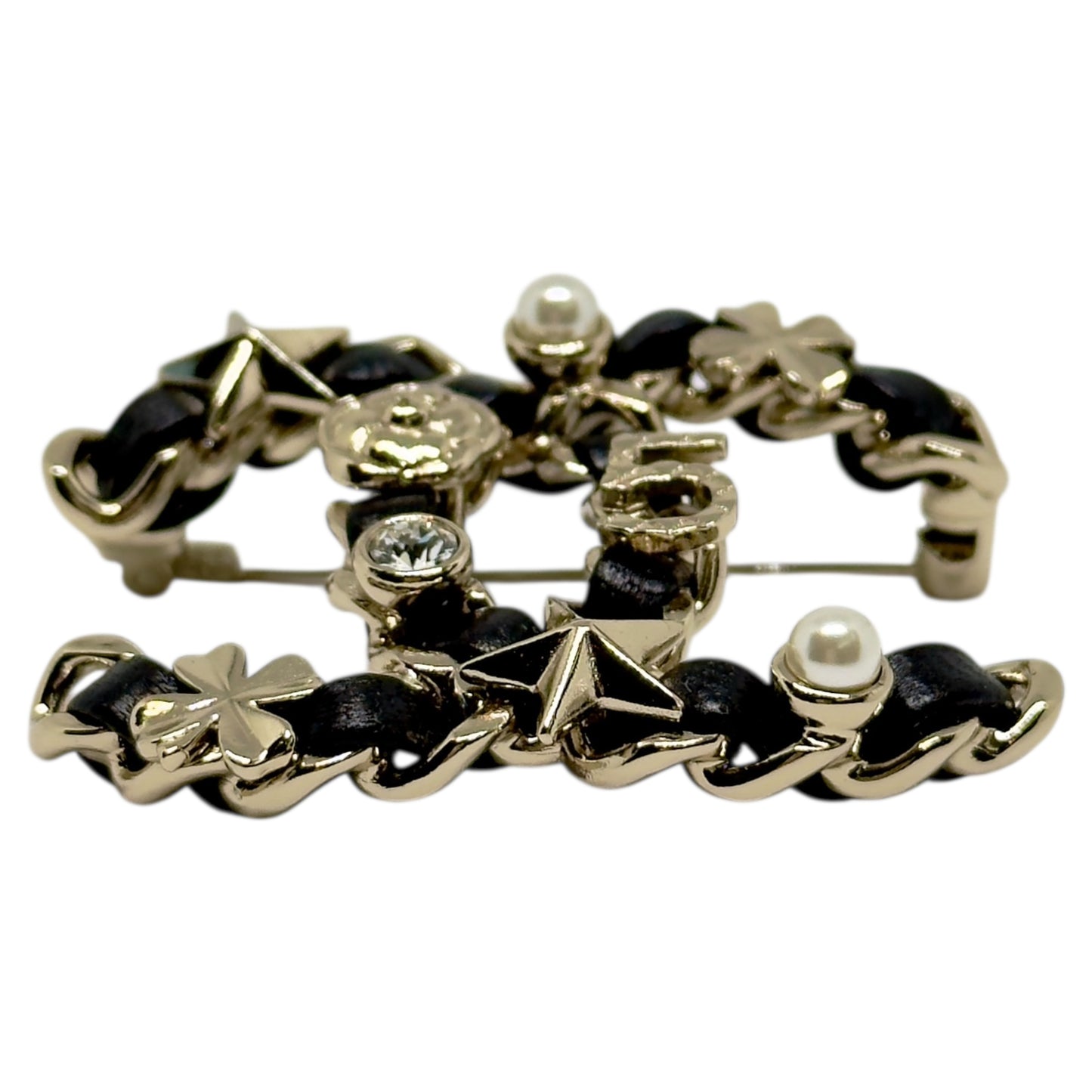 CHANEL CC 皮穿鏈 胸針