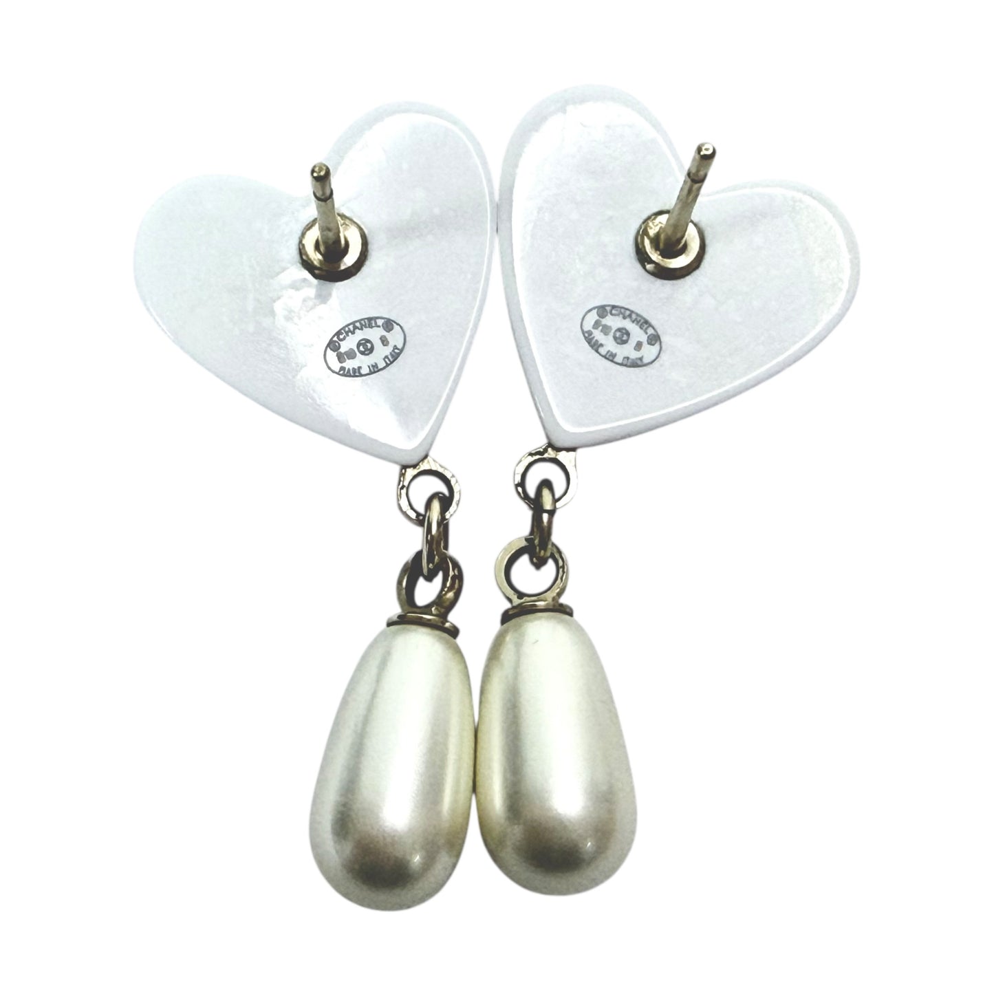 CHANEL CC 愛心💗 垂吊珍珠 耳環