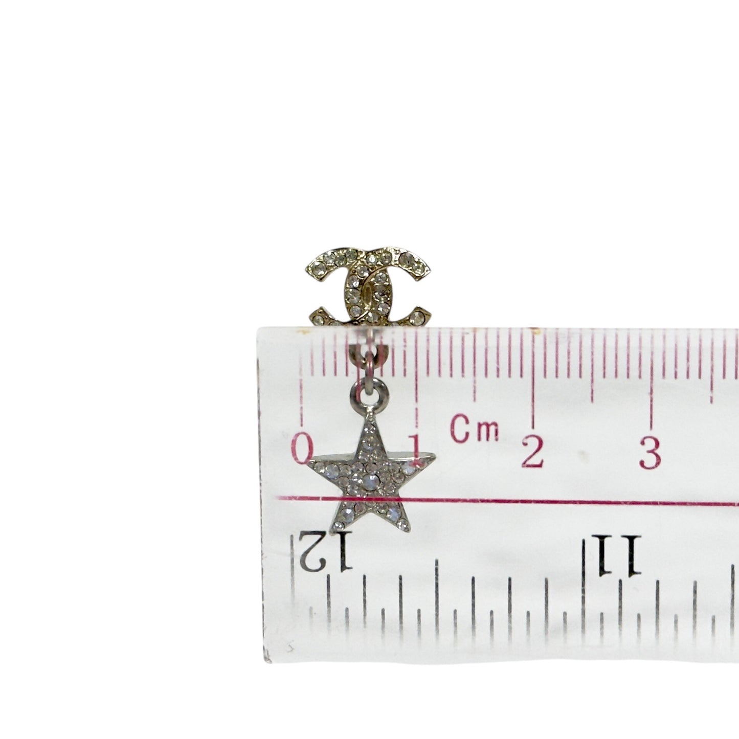 CHANEL CC 星辰月亮 水鑽 耳環