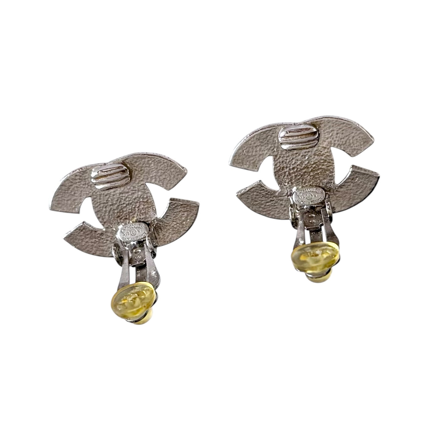 CHANEL CC 水鑽 夾耳環