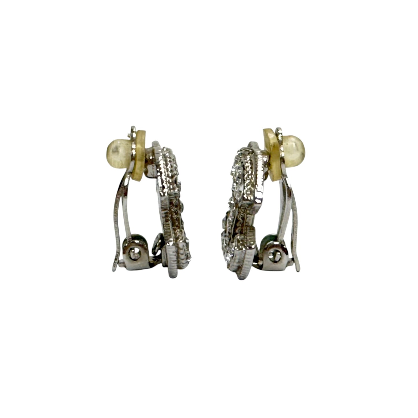 CHANEL CC 水鑽 夾耳環