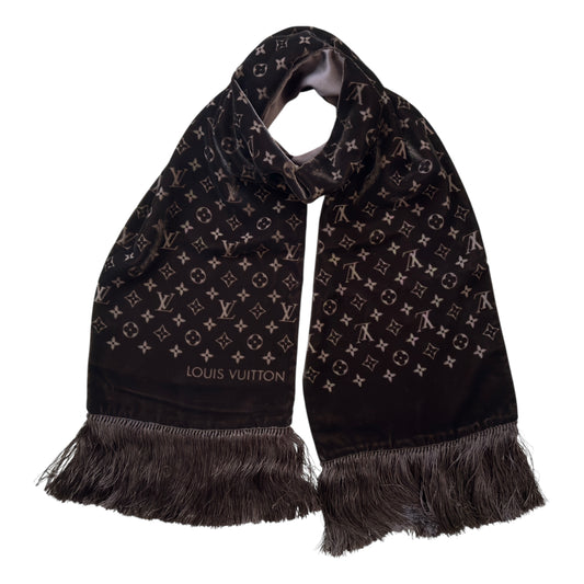 LOUIS VUITTON 老花 流蘇 圍巾