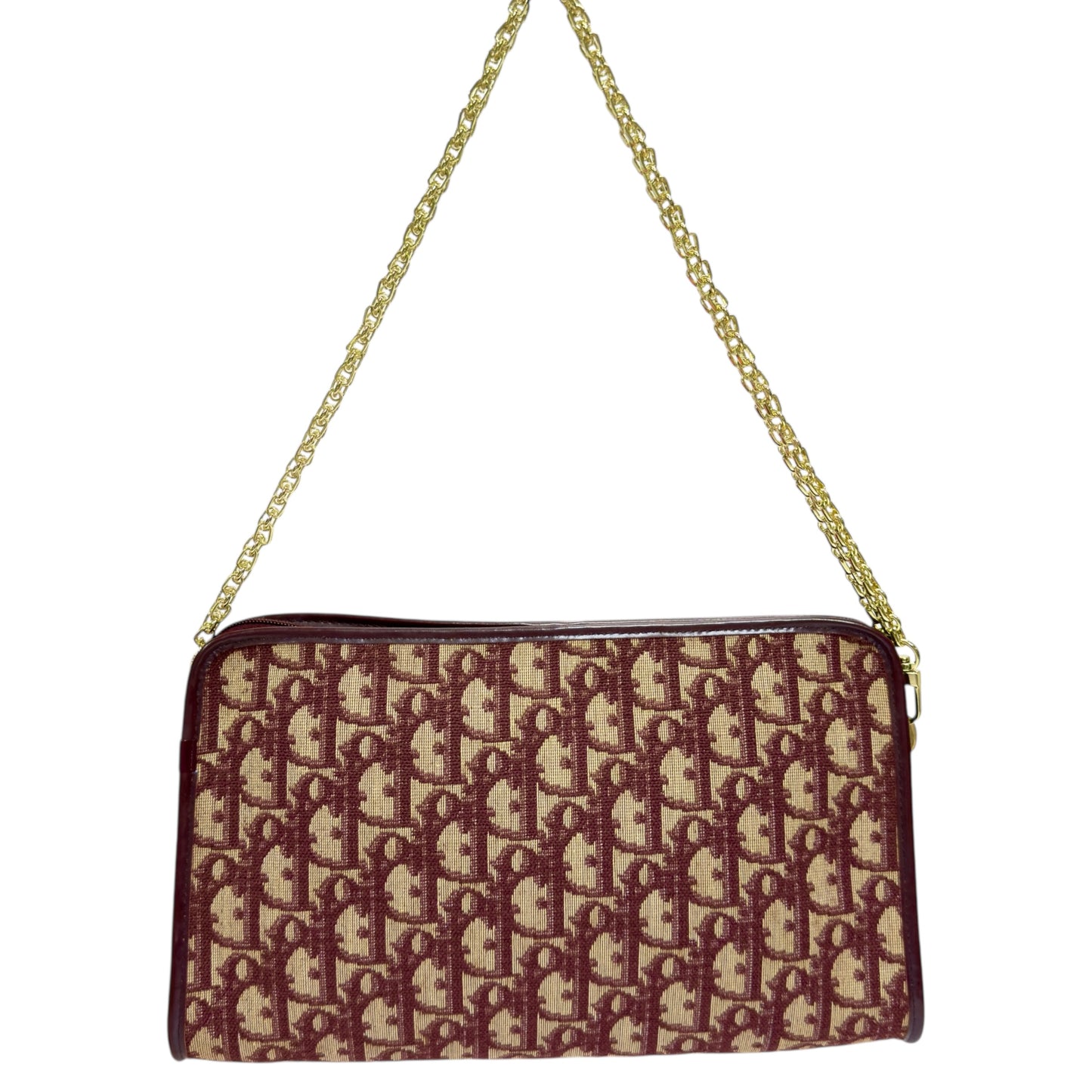 DIOR *自加鏈＞送無品牌扣＋無品牌鏈帶* 中古 刺繡老花 oblique 肩背包