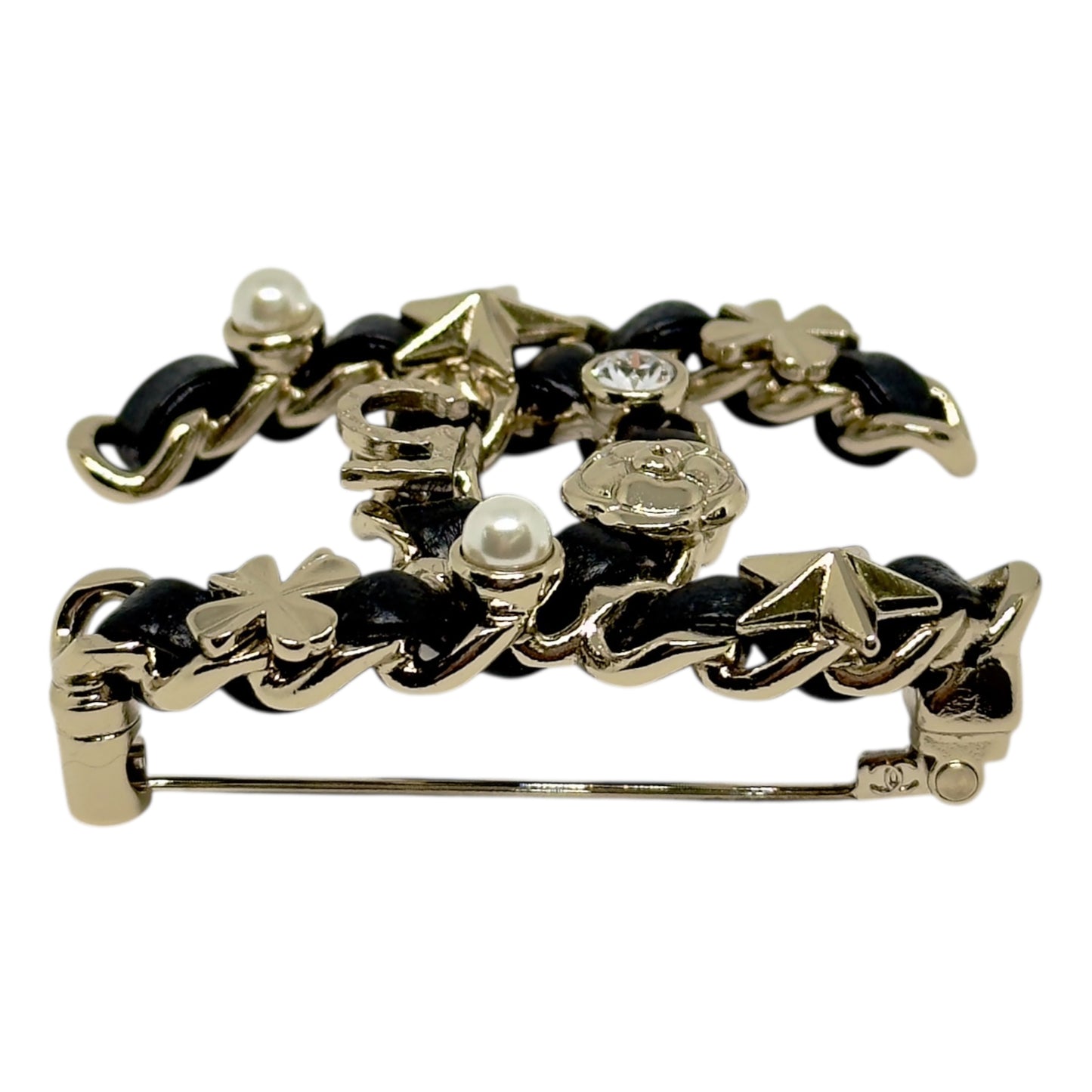 CHANEL CC 皮穿鏈 胸針