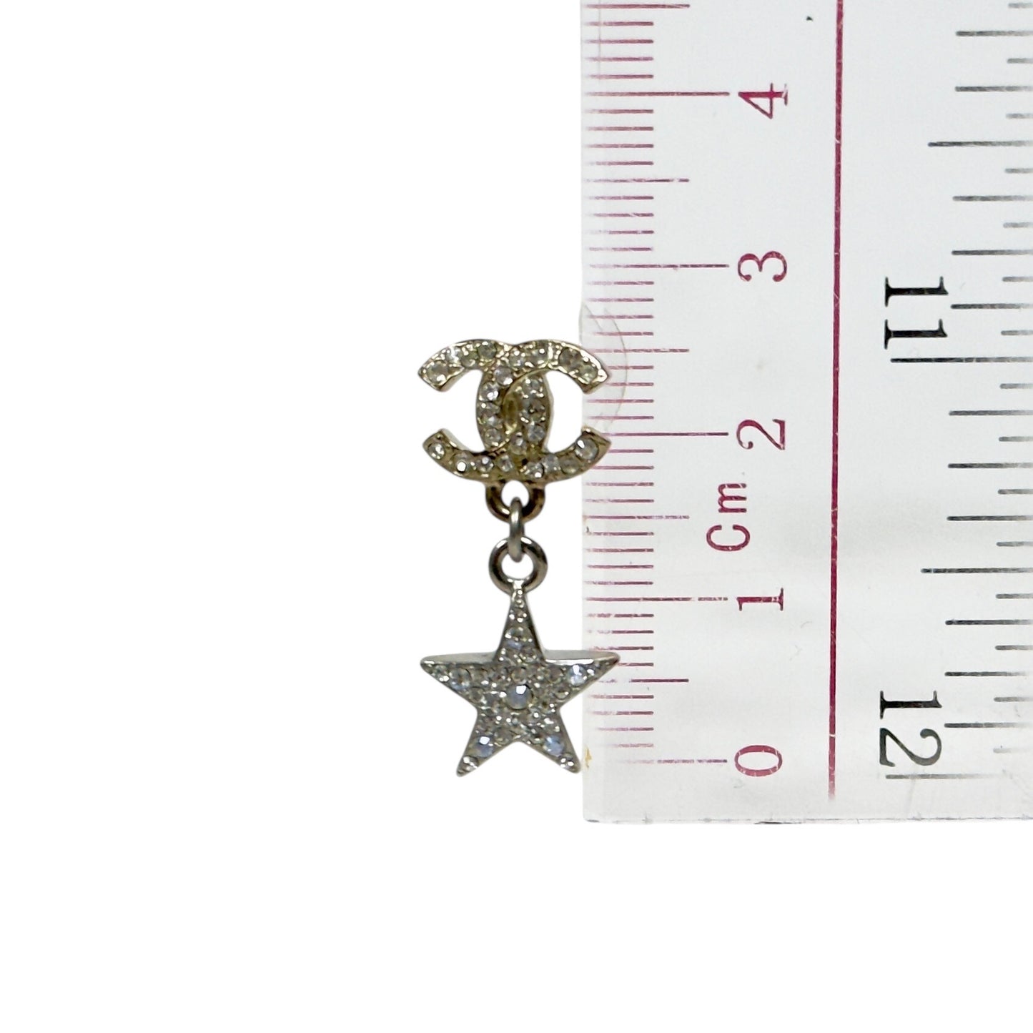 CHANEL CC 星辰月亮 水鑽 耳環