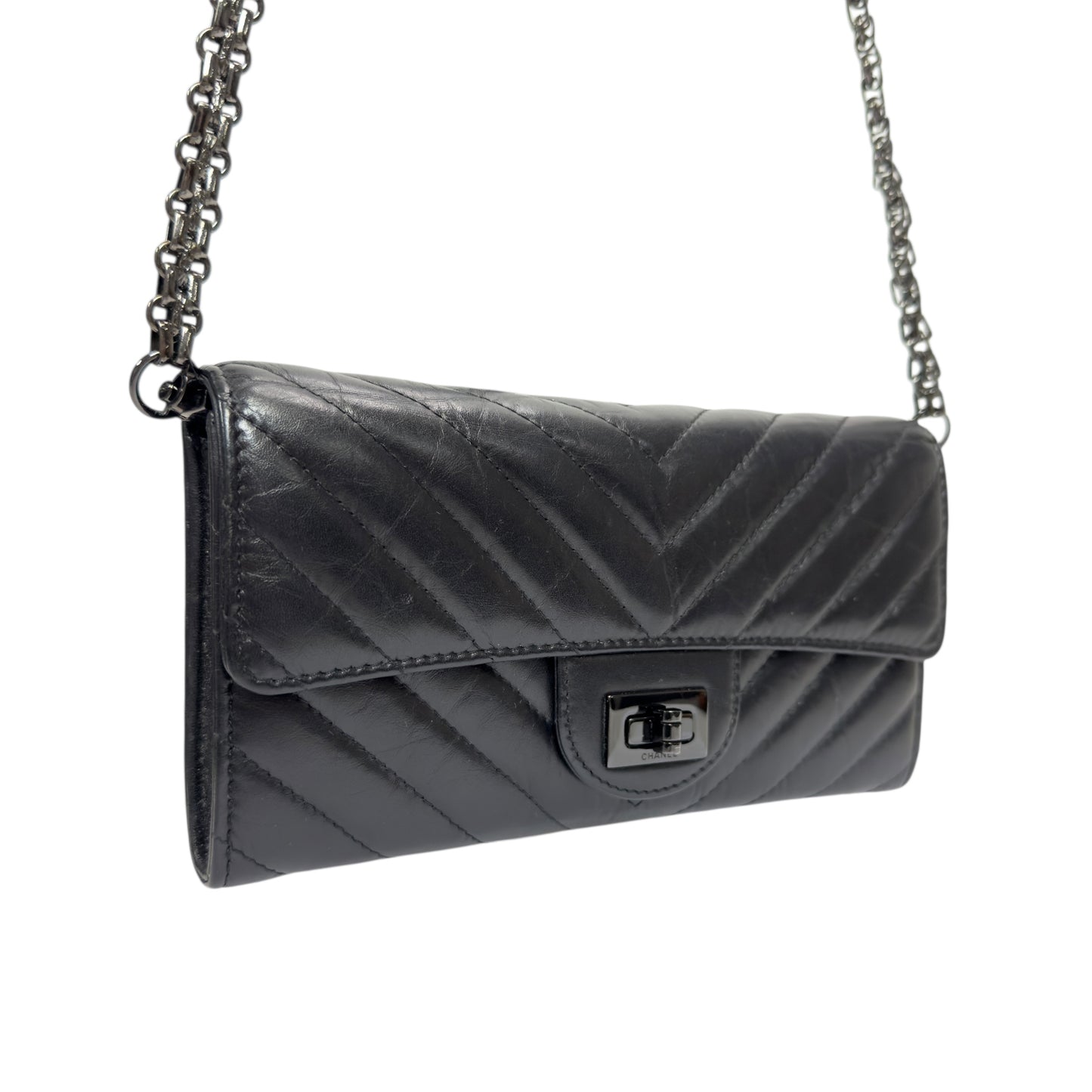 CHANEL *自加鏈＞送無品牌扣＋無品牌鏈帶* 2.55 長銀包 WOC