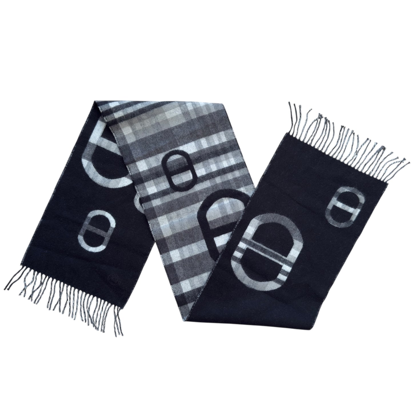 HERMES Tartan Maillons 豬鼻子🐽  雙面 純羊絨 圍巾