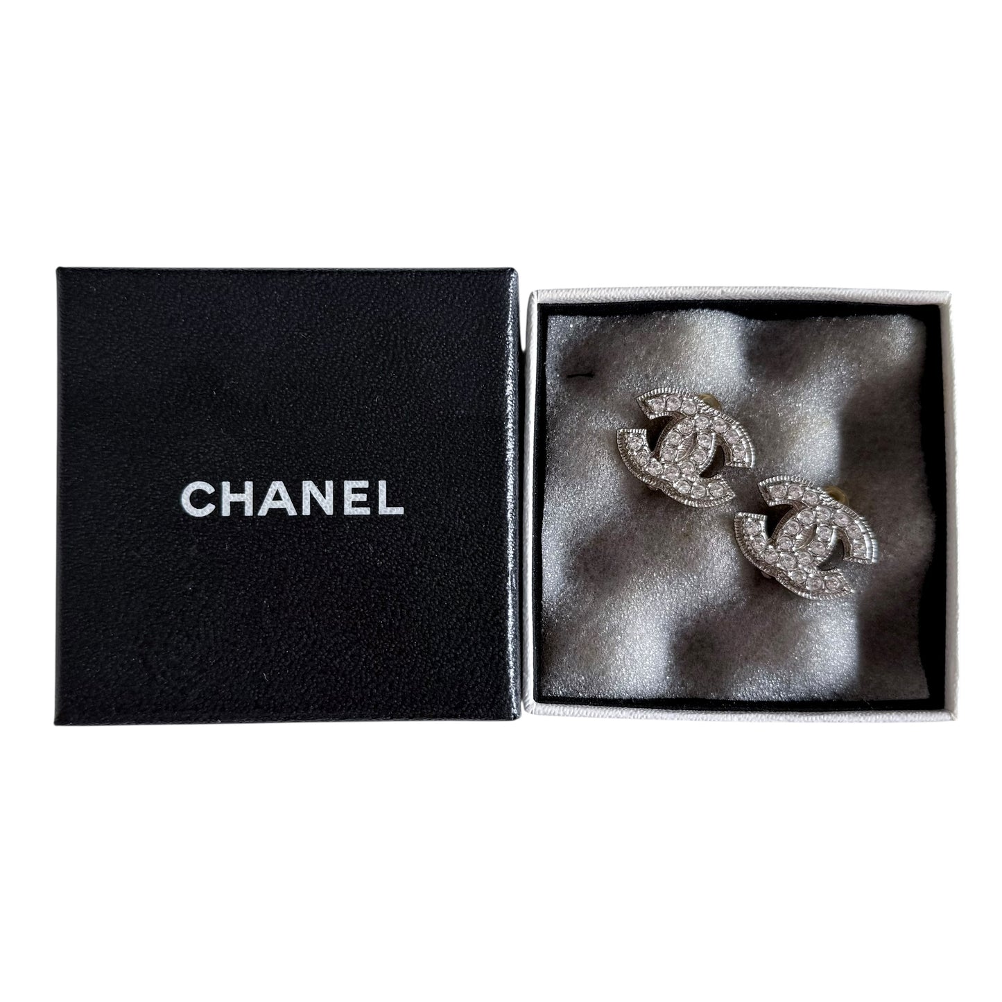 CHANEL CC 水鑽 夾耳環