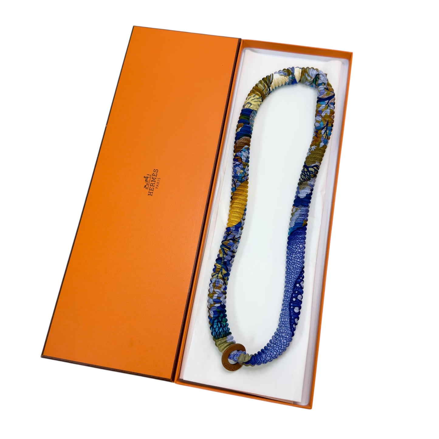 HERMES petit H 絲質 百褶 頸帶