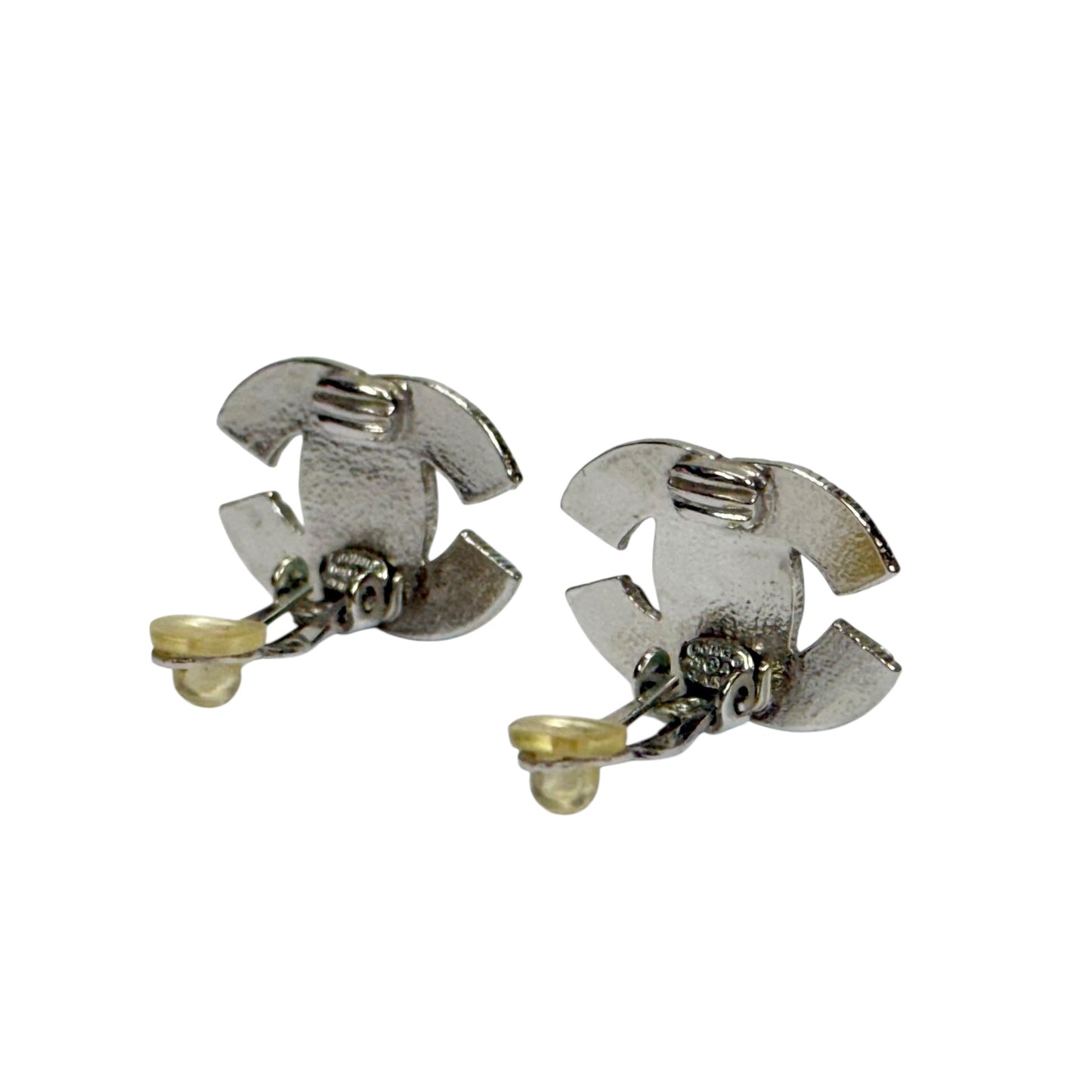 CHANEL CC 水鑽 夾耳環