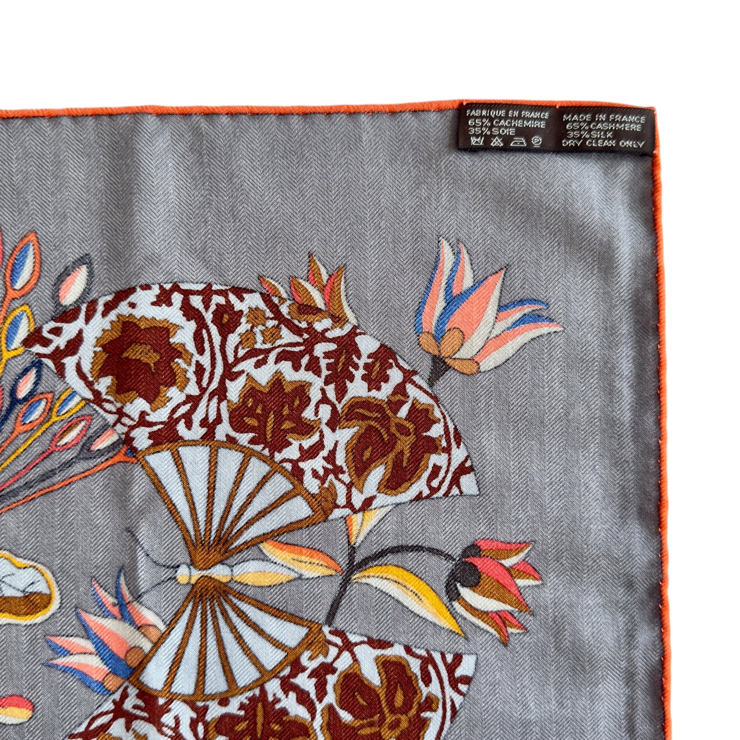 HERMES Fleurs et Papillons de Tissus shawl 140 繁花蝶舞 羊絨 圍巾