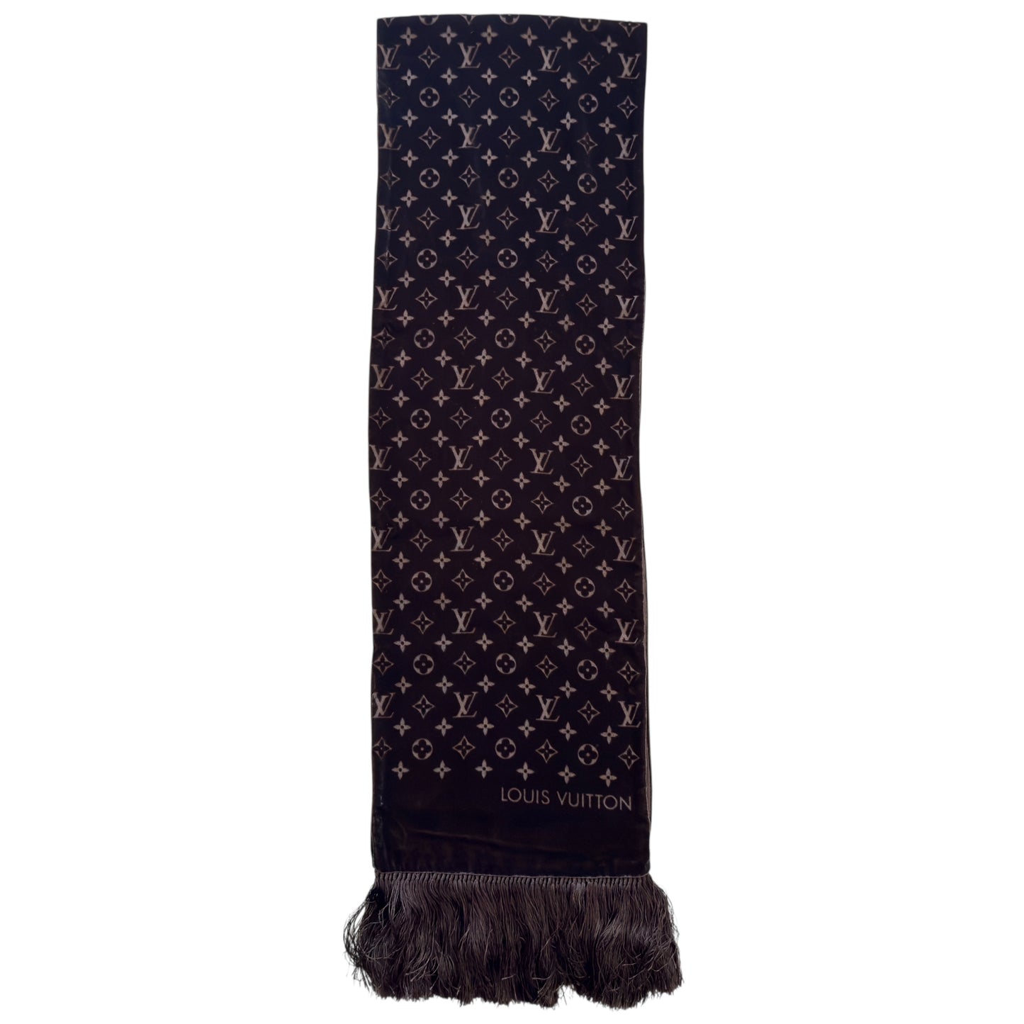 LOUIS VUITTON 老花 流蘇 圍巾