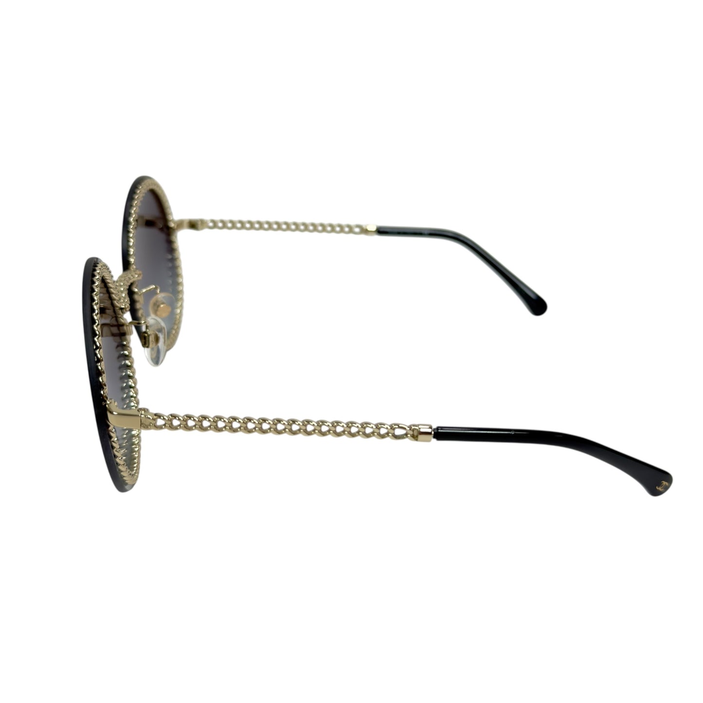 CHANEL CC 珍珠鏈條綴飾圓形太陽眼鏡