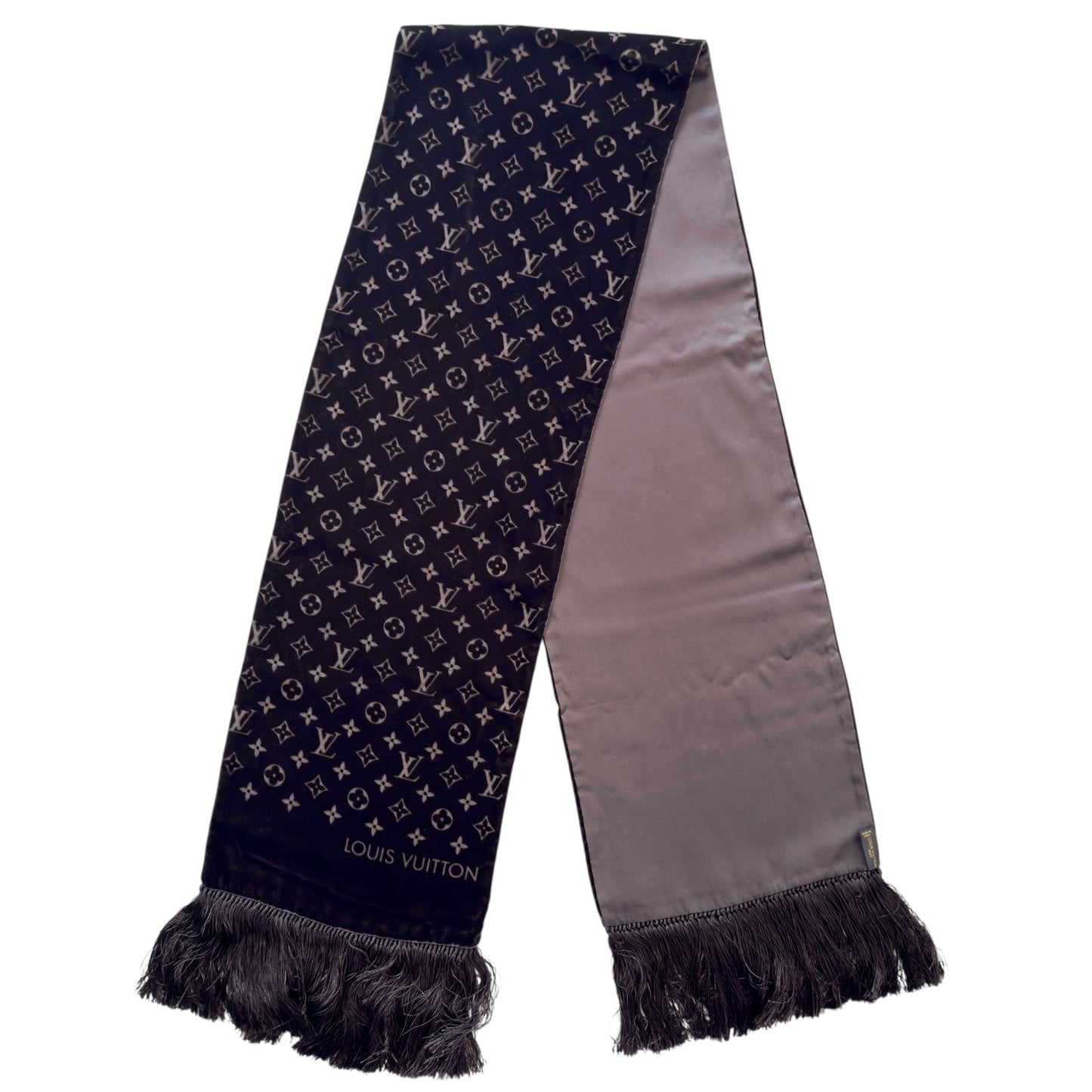 LOUIS VUITTON 老花 流蘇 圍巾