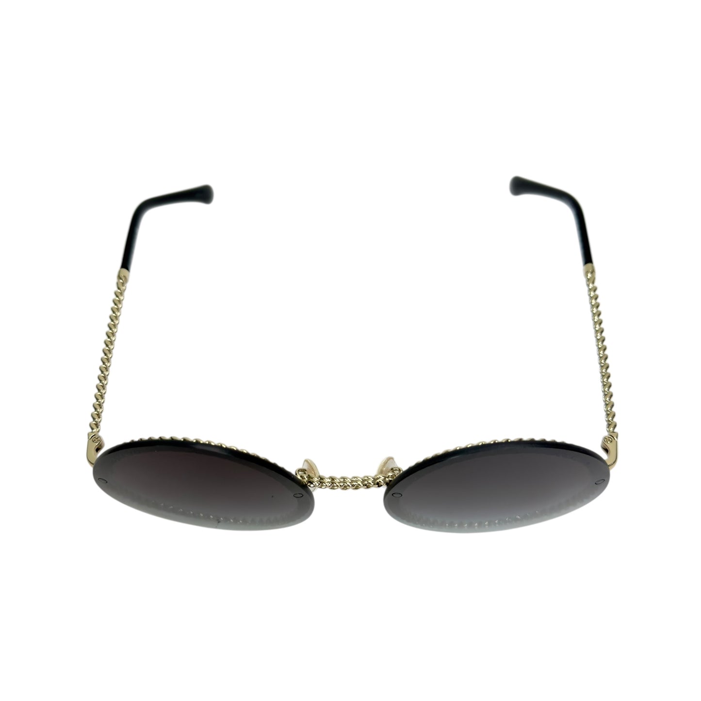 CHANEL CC 珍珠鏈條綴飾圓形太陽眼鏡