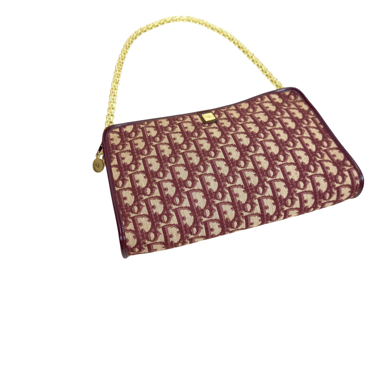 DIOR *自加鏈＞送無品牌扣＋無品牌鏈帶* 中古 刺繡老花 oblique 肩背包