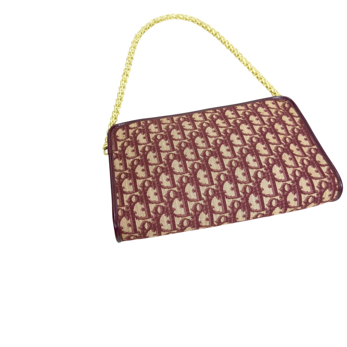 DIOR *自加鏈＞送無品牌扣＋無品牌鏈帶* 中古 刺繡老花 oblique 肩背包