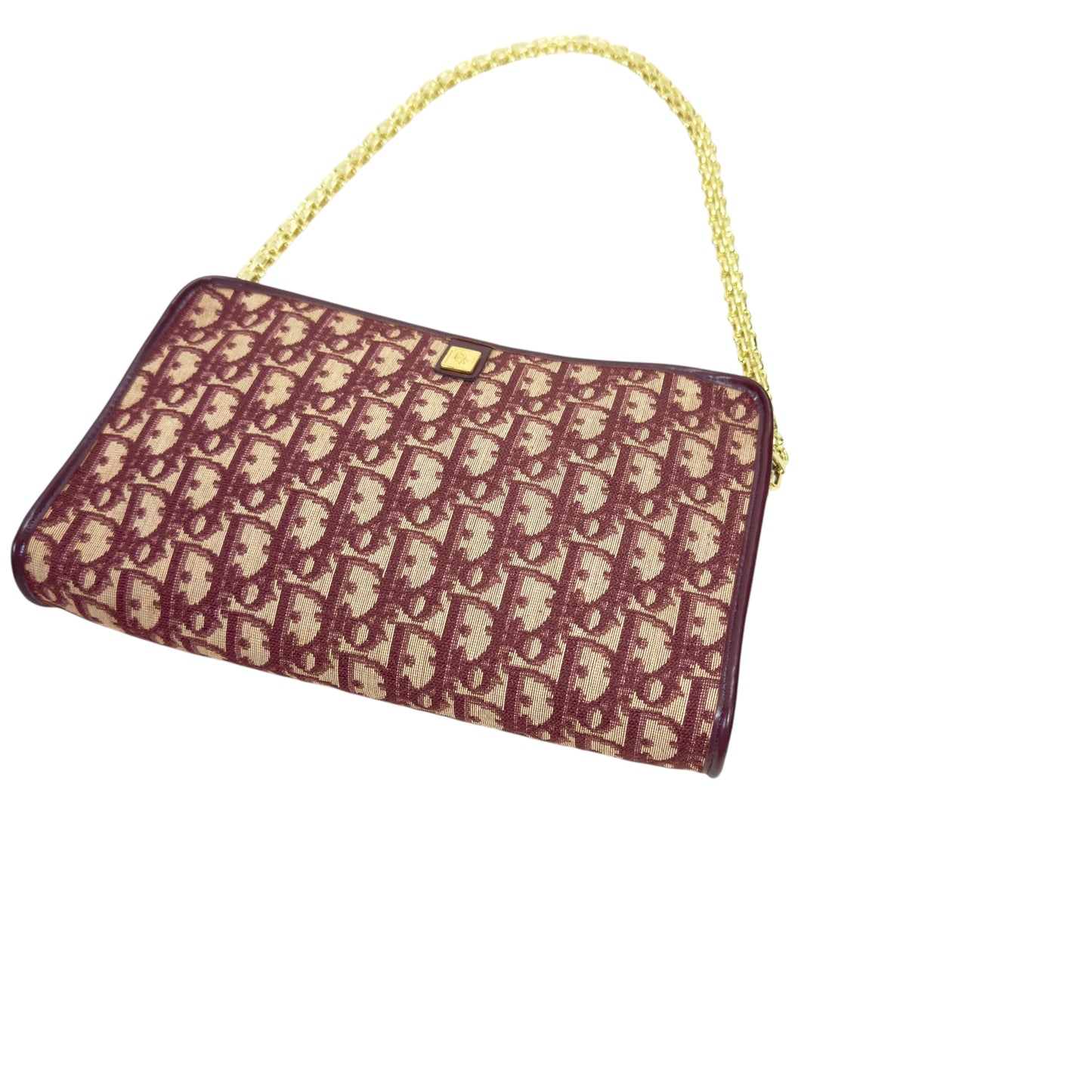 DIOR *自加鏈＞送無品牌扣＋無品牌鏈帶* 中古 刺繡老花 oblique 肩背包